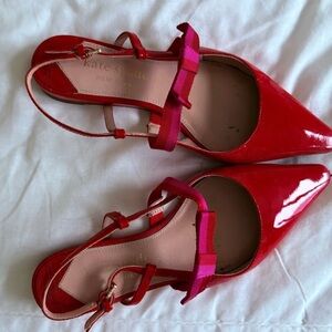 Kate Spade Red Flats with Pink Bow